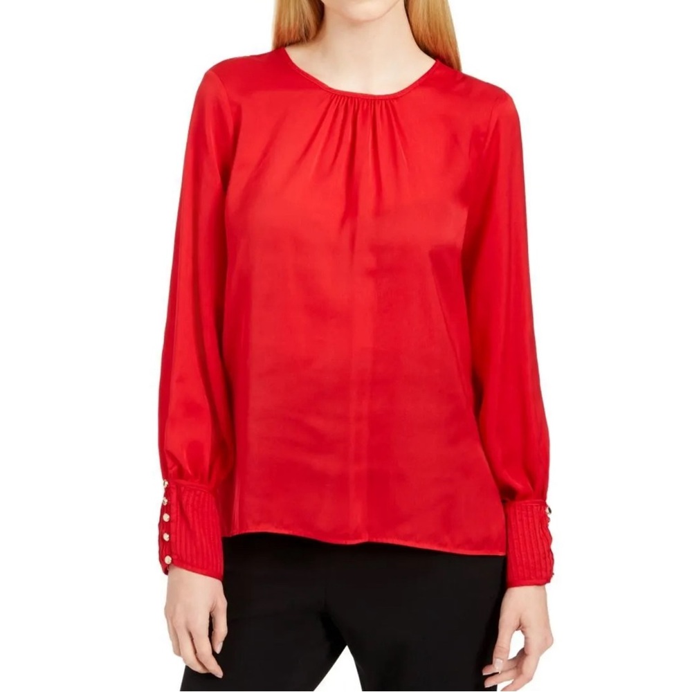 Calvin Klein Long Sleeve Red Blouse (NWT)